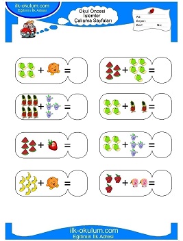 Çocuklar İçin toplam işlemi yaprak testleri 